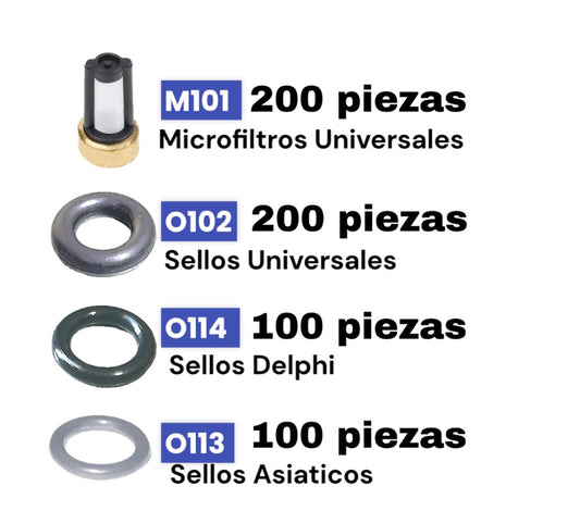 200 Microfiltros y 200 Oring Universales, 100 Oring Asiatico y 100 Oring Delphi Total 600 unidades